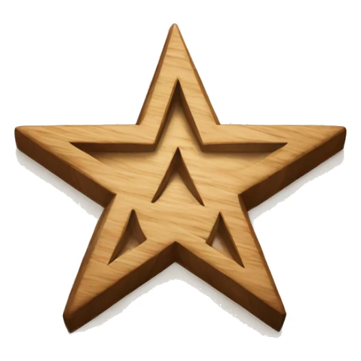 A Star made by wood with symbol carved sticker