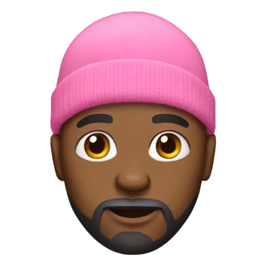 Bald black man with a beard and pink beanie sticker