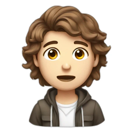 Brown hair male Student white struggling with pc sticker