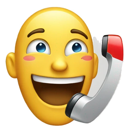 Laughing emoji with tears calling a phone aka. being on the phone talking with someone sticker
