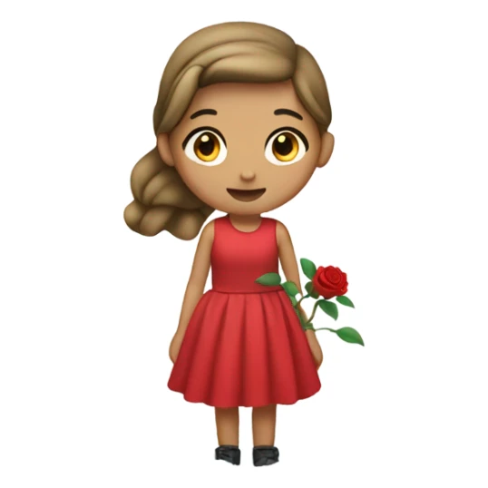 girl in red dress with rose in a snow sticker