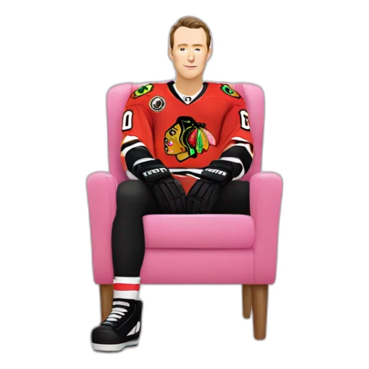 Jonathan Toews sitting on pink chair sticker