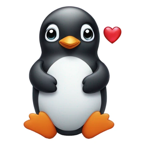Cute baby penguin with heart in his hand sticker