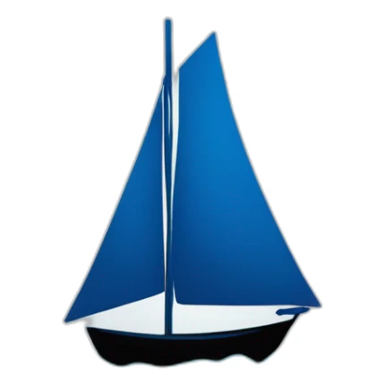 a blue sailing boat silhouette on a sea background  sticker