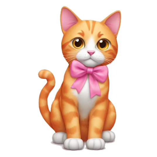 cute orange cat with cute eyes and a pink bow on its head sticker