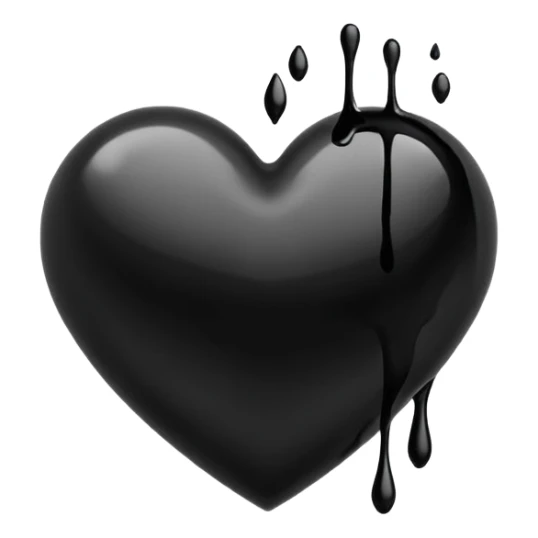 black ink heart emoji with ink streaks, isolated on white background sticker