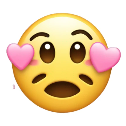Happy crying emoji with pink hearts around sticker