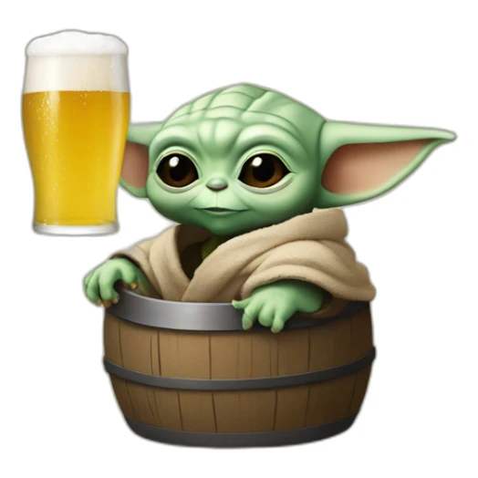 Baby Yoda qui tient une bière sticker