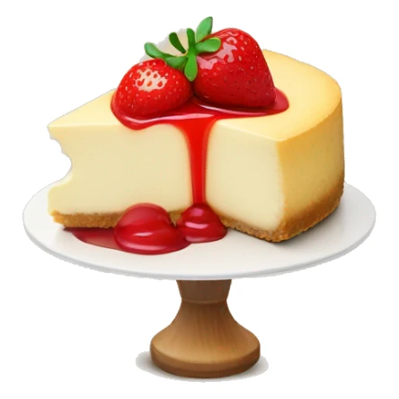 cheesecake with strawberry topping with a cherry on top sticker