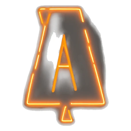 Letter A unfilled, outlines in orange neon lights sticker