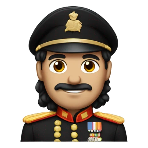 A guy with weaved out black hair like a German,has a half and half  mustache between his nose, Wears a Black Soldier Uniform  sticker