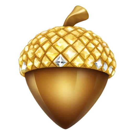sparkling diamond Acorn like diamond with stem made of gold sticker