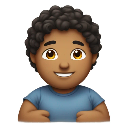 Fat brown boy with curly black hair smiling  sticker