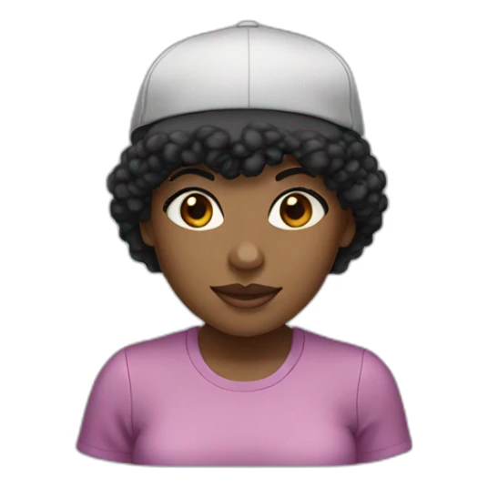 black girl, brown eyes, short black hair with a sully cap sticker