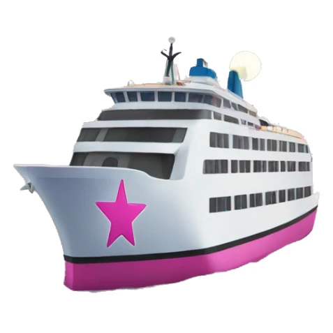 A pink star where a Ferry is sitting on top  sticker