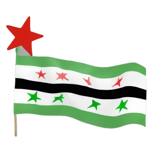 syrian opposition flag, top is free, middle is white with 3 red stars, bottom is black sticker