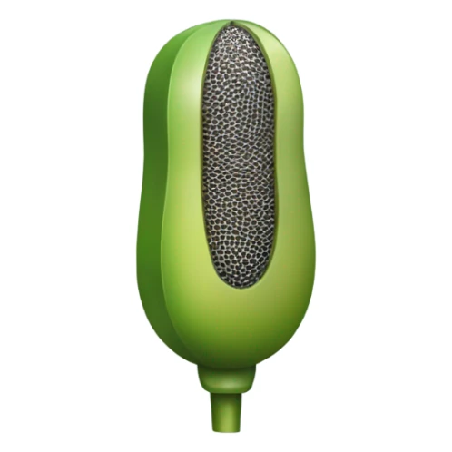A microphone but with an avocado shape and color sticker