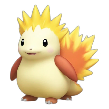 pokemon cyndaquil with a white crest sticker