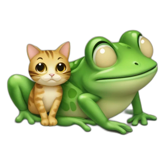 Grenouille et chat qui se font un câlin sticker