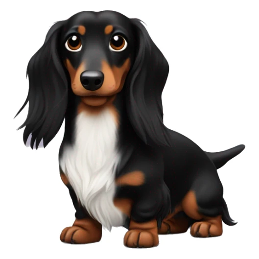 long haired dachshund black only a bit of white on the chest and muzzle sticker