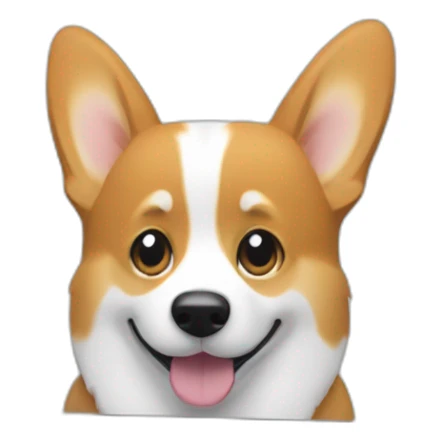 corgi sits behind imac monitor sticker