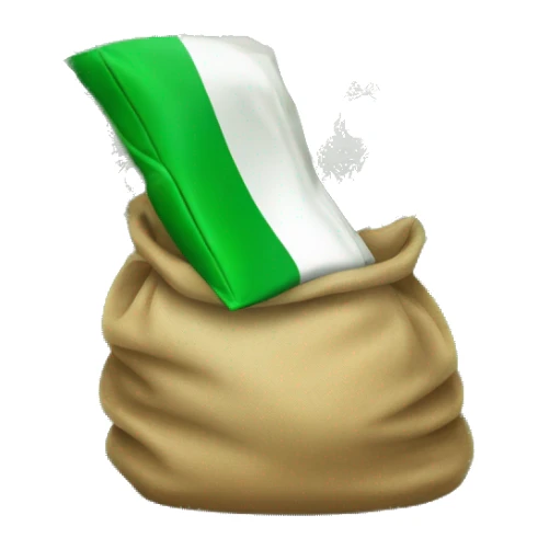 bag of money with Irish flag sticker