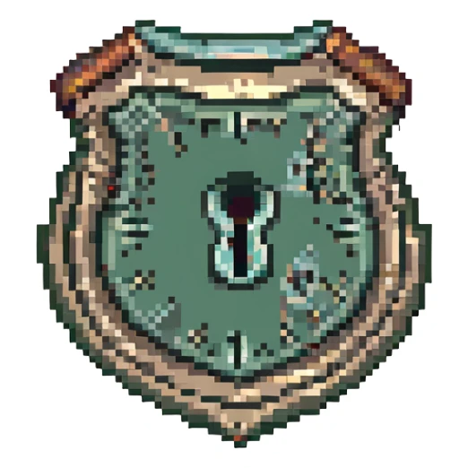 pixel art of a shield with a keyhole for privacy sticker