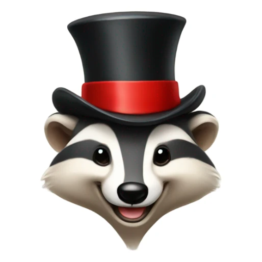 happy badger with red bow on head and a top hat sticker