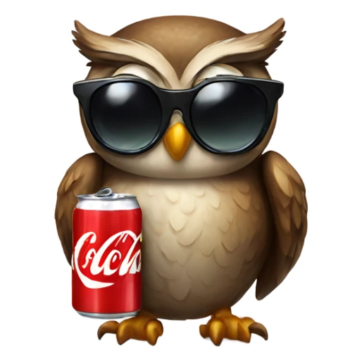 owl with sunglasses and a can of coke sticker