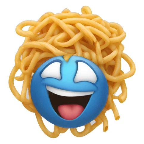 laughing emoji with spaghetti coming out of its nose sticker