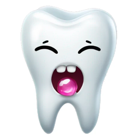 Tooth emoji with small pink jewel on it sticker
