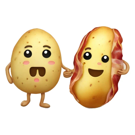 a potato and a bacon holding hands sticker