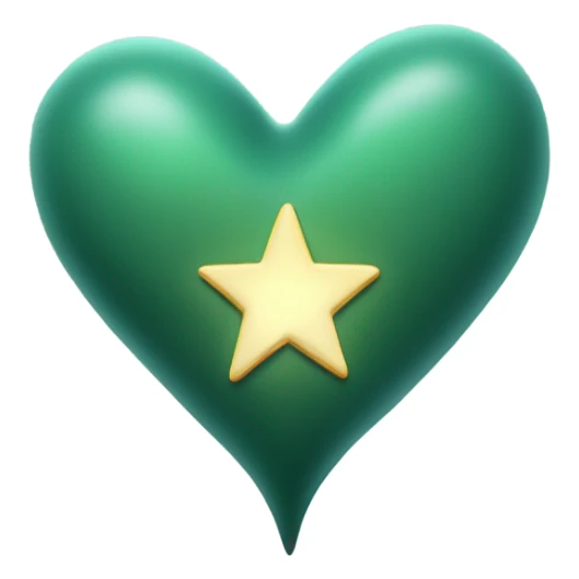 Dark sage green heart with a shooting star flying around it  sticker