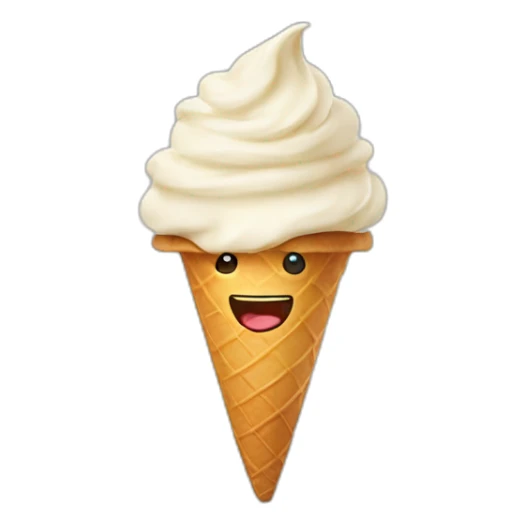Ice cream cone with a happy face sticker