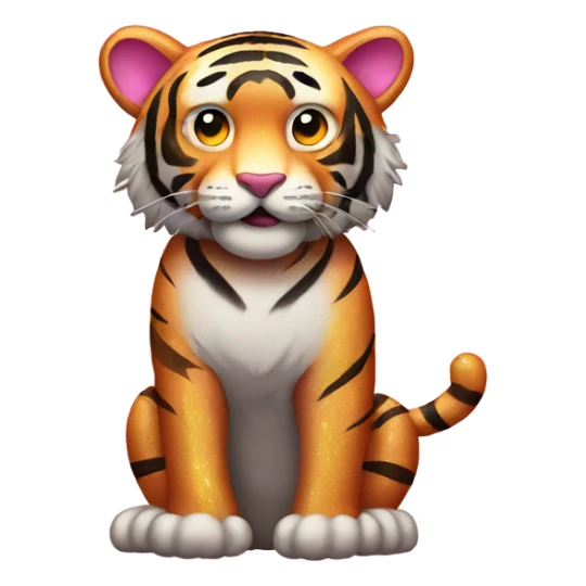 Pink full body tiger with glitter  sticker