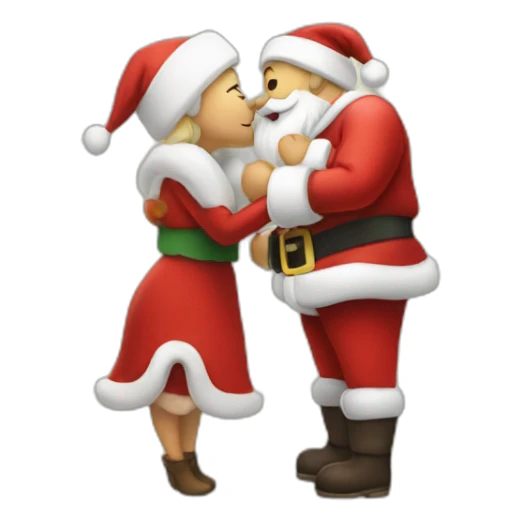 full body santa and mrs. claus kiss hug sticker