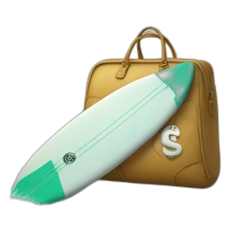 Bag of money on a surfboard sticker