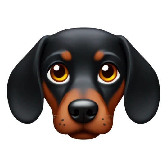 Create a black and red dachshund with a serious face sticker