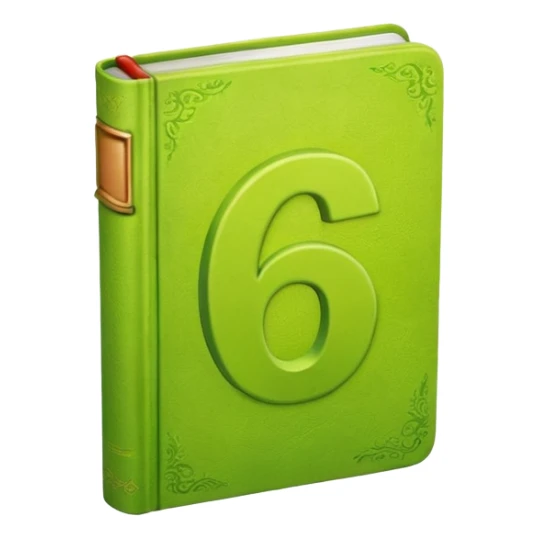 Lime green book with a number "6" in the cover sticker