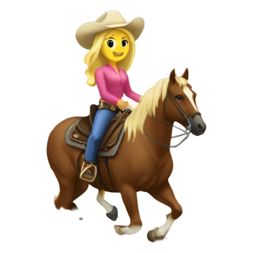 Barrel racer with blonde hair on brown horse  sticker