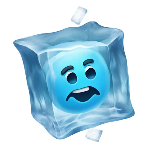 emoji smiley face frozen in an ice cube sticker