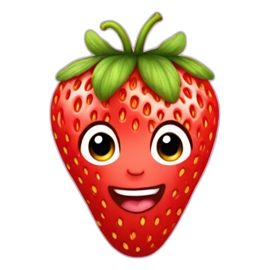Strawberry with a cute baby face coming out on top sticker