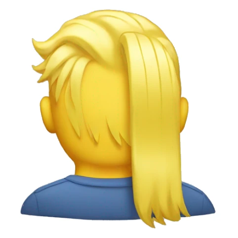 Back of a yellow mans head with yellow hair sticker