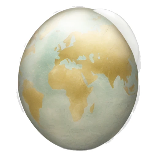 pearl stone with map of world etched into the pearl sticker