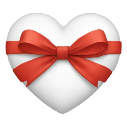White heart with a big red bow wrapped around it  sticker