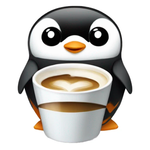 Cute penguin holding coffee in the fin sticker