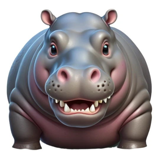 cinematic-hippo-realistic-full-body-standing-emoji,-massive-round-frame-partially-submerged-in-muddy-water,-wide-mouthed-grin-exposing-huge-teeth,-head-tilted-dramatically,-thick-greyish-brown-hide-glossy-from-water,-simplified-yet-realistic-focused-features,-highly-detailed,-glowing-with-an-almost-sarcastic-glow sticker
