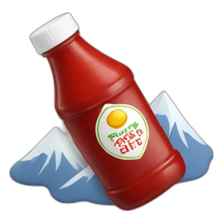 Bottle of ketchup on a mountain sticker