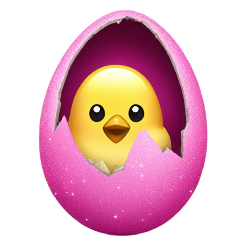 Pink sparkly chick inside of cracked egg sticker