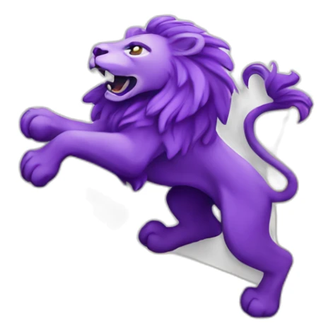 rampant purple lion in a white flag sticker